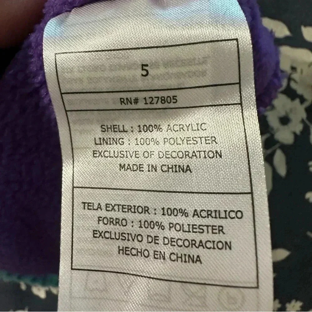 snozu girls size 5 purple and blue knit beanie